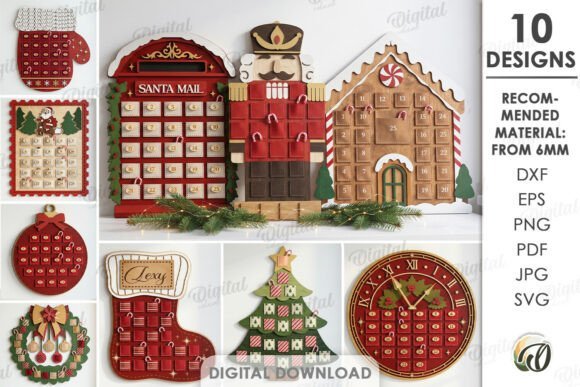 Laser cut Advent calendar bases for Christmas countdown projects