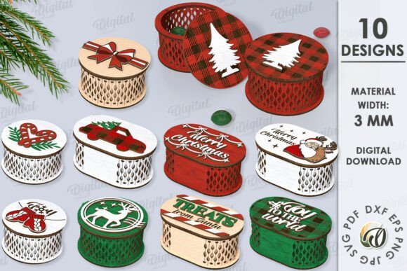 Laser cut Christmas candy boxes for gifts and holiday treats