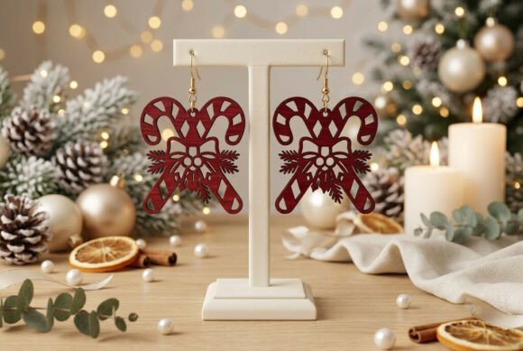 Christmas earrings laser cut SVG for wood acrylic and leather