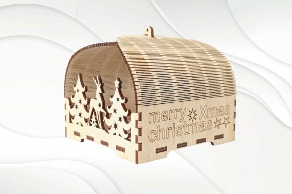 Christmas gift box laser cut design for 3 mm material