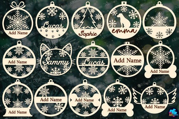 Christmas ornament laser cut bundle with classic holiday SVG designs