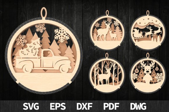 Christmas ornament SVG bundle with assorted laser cut holiday designs