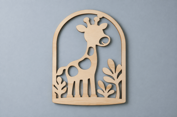 Cute layered giraffe nursery wall decor laser cut file for a kids room