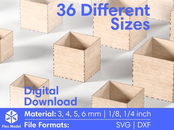 Laser cut box SVG design in multiple sizes with hinged lid
