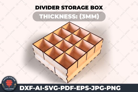 Laser cut divider storage box organizer for craft and office supplies