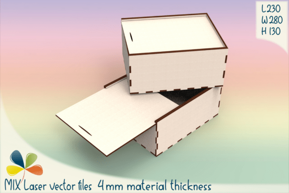 Laser cut organizer box with sliding lid for desk or craft storage