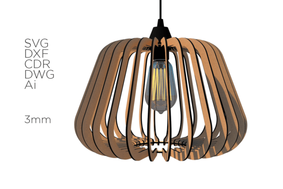 Laser cut wooden pendant lamp with layered plywood design