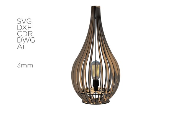 Layered wooden laser cut lamp made from plywood pieces