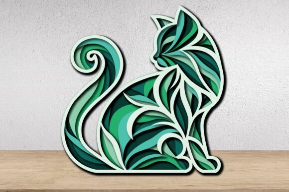 Layered cat laser cut SVG for pet-inspired kids room wall decor