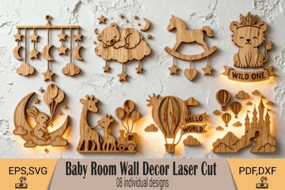 Nursery wall decor laser cut bundle with layered animal and kids room designs