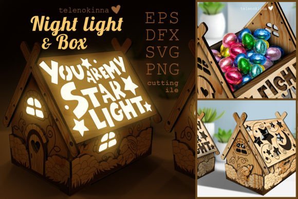Laser cut sweets box and night light made from plywood