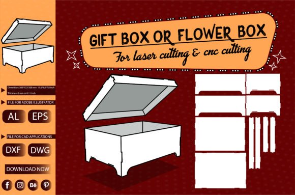 Laser cut gift or flower box for decorative presentation and gifting