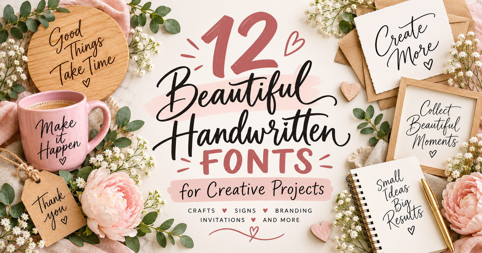 Collection of beautiful handwritten fonts for crafts, signs, branding and creative projects