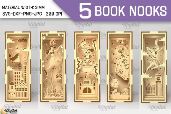 3D layered magic book nook laser cut bundle with multiple miniature designs
