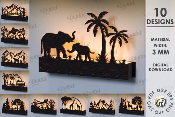 Nature lightbox bundle with layered laser cut scenes and LED lighting