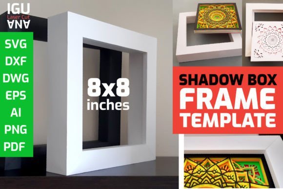 3D shadow box SVG frame template for layered laser cut and Cricut projects