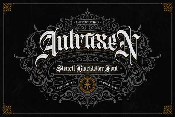 Antraxen gothic stencil blackletter tattoo font