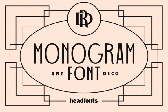 Art Deco monogram font with geometric vintage lettering for signs and branding