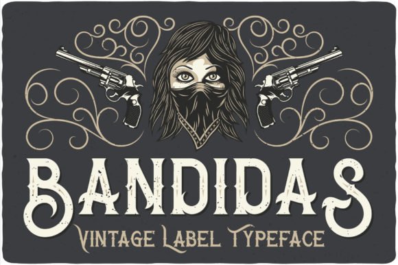 Bold vintage display font with decorative western style lettering for logos, packaging and signs
