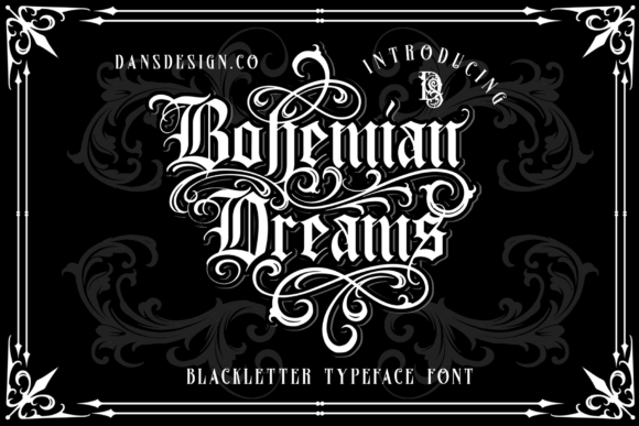 Bohemian Dreams elegant vintage blackletter tattoo font