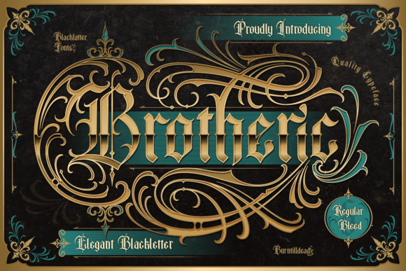 1. Brotheric ornamental gothic blackletter tattoo font with ink bleed style
Featured Image