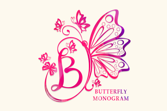 monogram fonts for crafts and personalized gifts with butterfly lettering