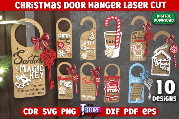 Christmas door hanger SVG bundle with layered holiday sign designs