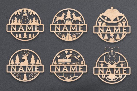 Personalized Christmas name sign laser cut holiday door decor