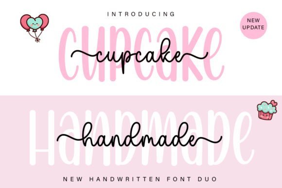 Handwritten font duo with matching lettering styles for branding, packaging and invitations