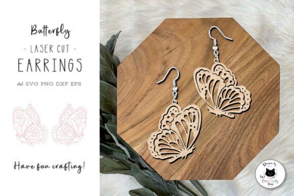 Butterfly-shaped laser cut earrings with decorative wing details