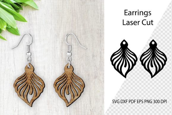 Elegant teardrop laser cut earrings SVG design for handmade wooden jewelry