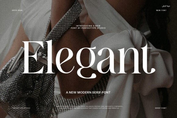 Elegant serif font with refined lettering for logos, invitations and sophisticated designs