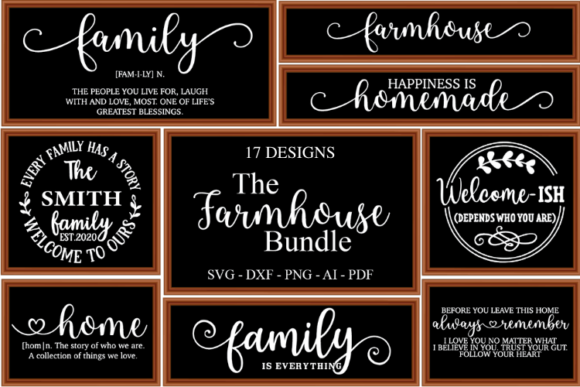Farmhouse laser cut sign bundle with rustic quotes and monogram designs
