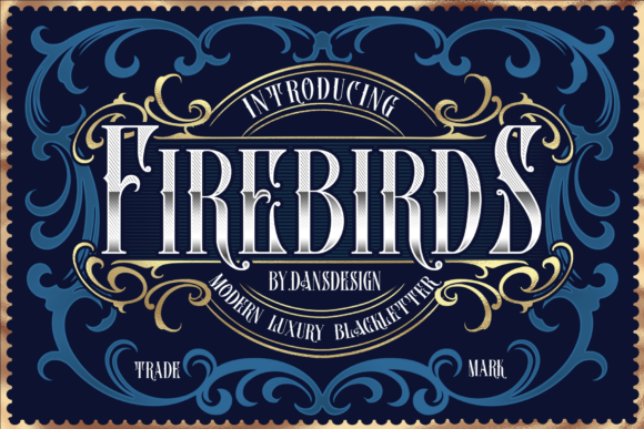 Firebirds Victorian blackletter tattoo font with decorative vintage style