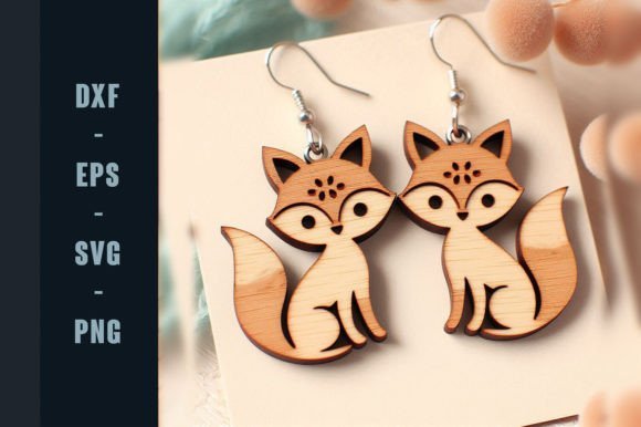 Cute fox-shaped laser cut earrings SVG design for handmade animal-themed jewelry