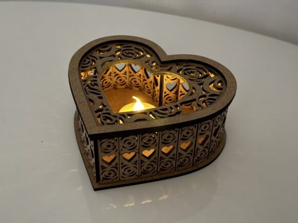 Heart lightbox candle holder laser cut file for Valentine gifts