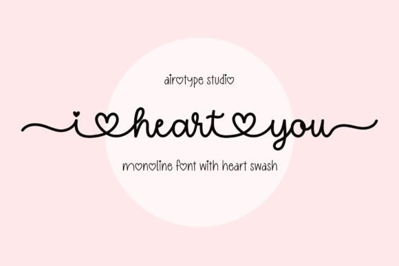 Romantic handwritten monoline font with heart details for cards and personalized projects