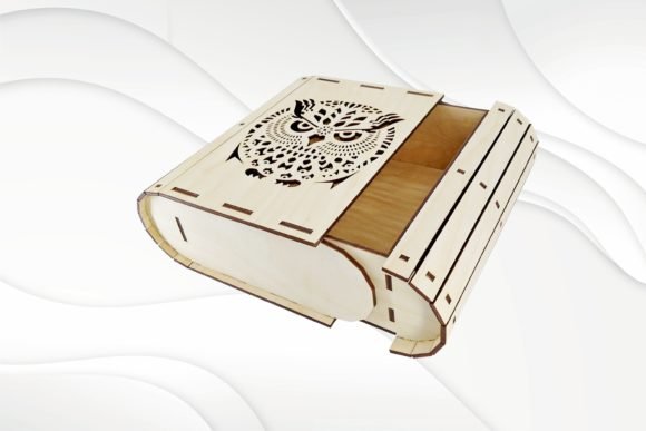 Decorative owl-shaped wooden jewelry box laser cut design