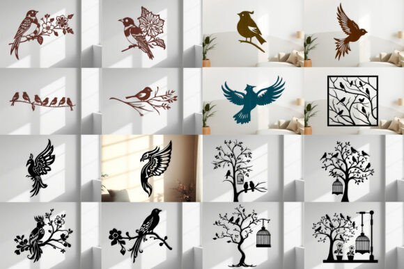 Birds and tree laser cut wall art design for nature inspired interior
