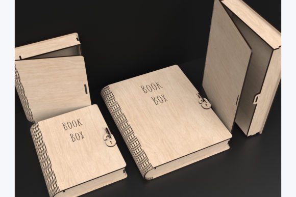 Handmade wooden book-shaped gift box created from laser cut pieces