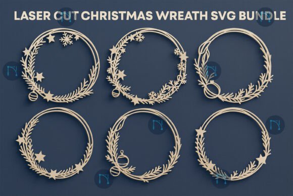 Laser cut Christmas wreath SVG designs for holiday door decor