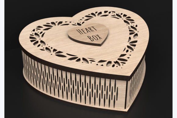 Heart-shaped laser cut wooden gift box for jewelry and romantic keepsakes