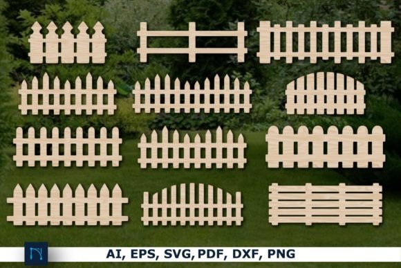 Layered picket fence laser cut wall decor with decorative landscape design