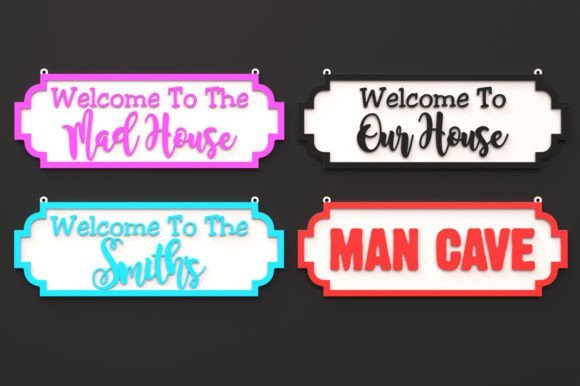 Personalized laser cut street signs with custom names and welcome text