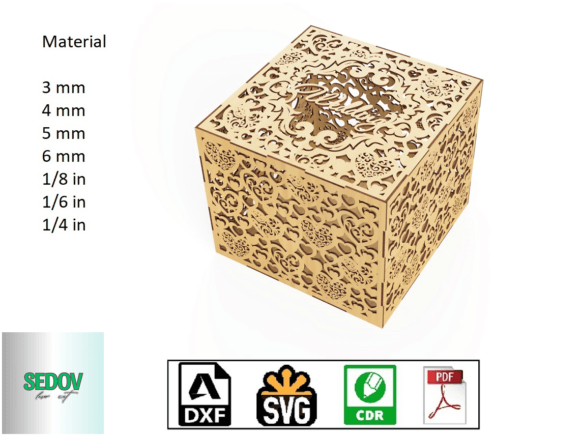 Decorative laser cut wooden wedding card box for cards and cash gifts