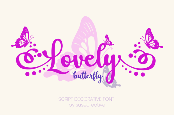 Lovely Butterfly decorative script font for wedding gifts, invitations and personalized designs