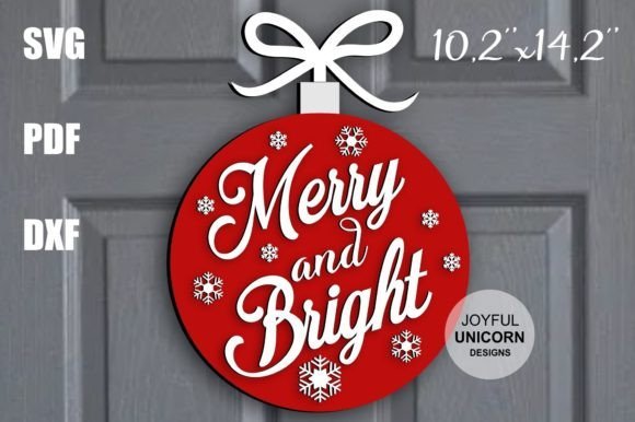 Merry and Bright layered Christmas welcome sign for front door decor