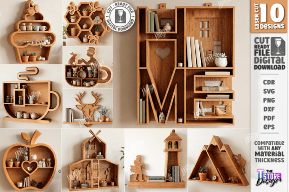 Modern laser cut wall shelves for plants and small home decor