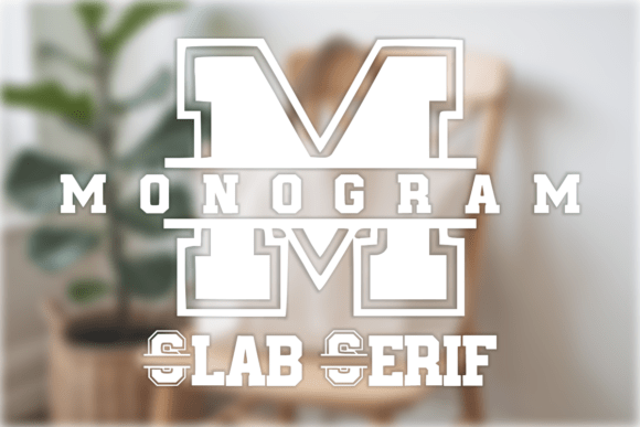 Slab serif monogram font with bold split letters for personalized signs and gifts