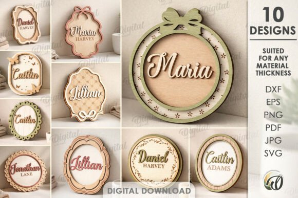 Personalized name plaque laser cut wall decor designs